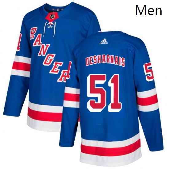 Mens Adidas New York Rangers 51 David Desharnais Authentic Royal Blue Home NHL Jersey